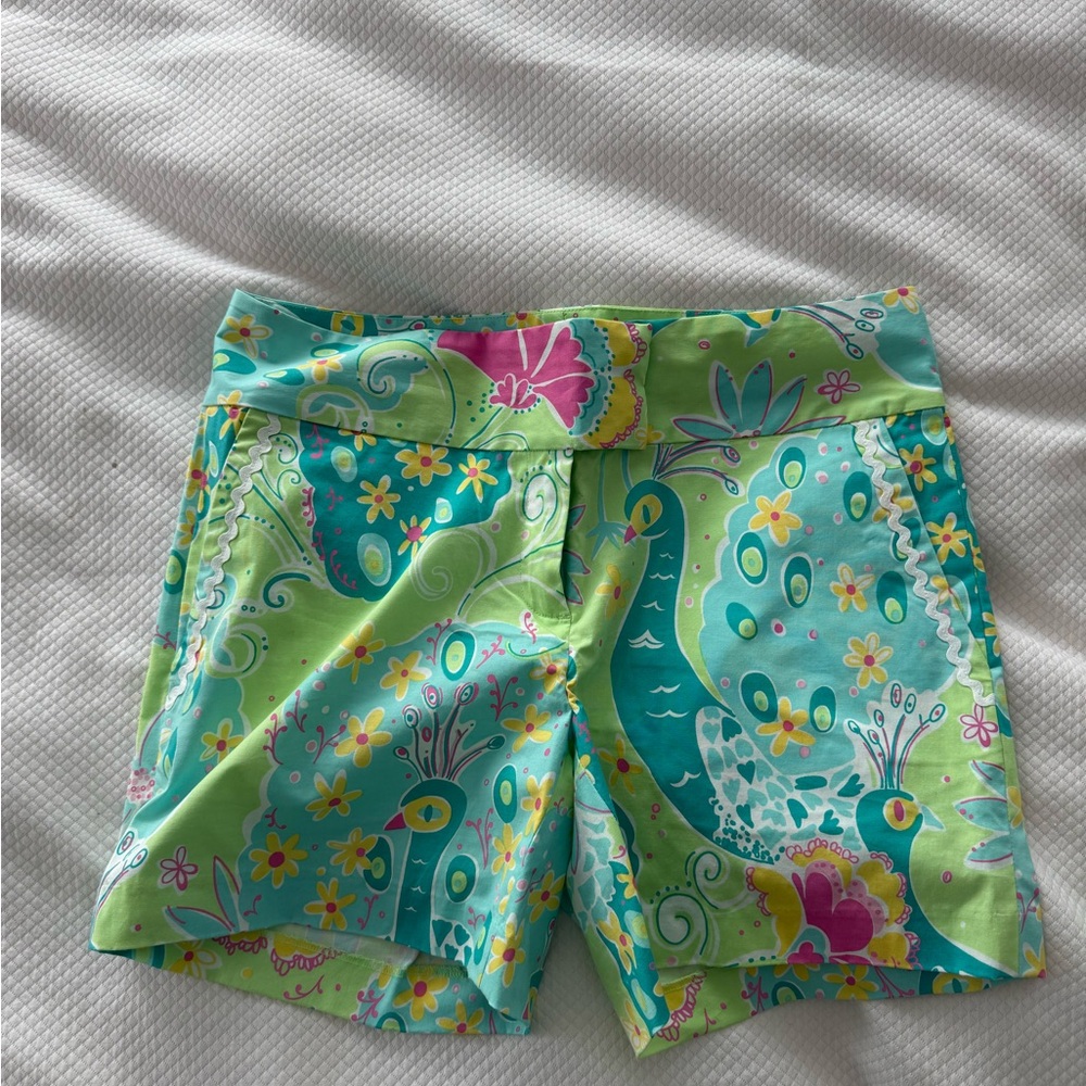 Lilly Pulitzer Green and Blue Peacock Shorts